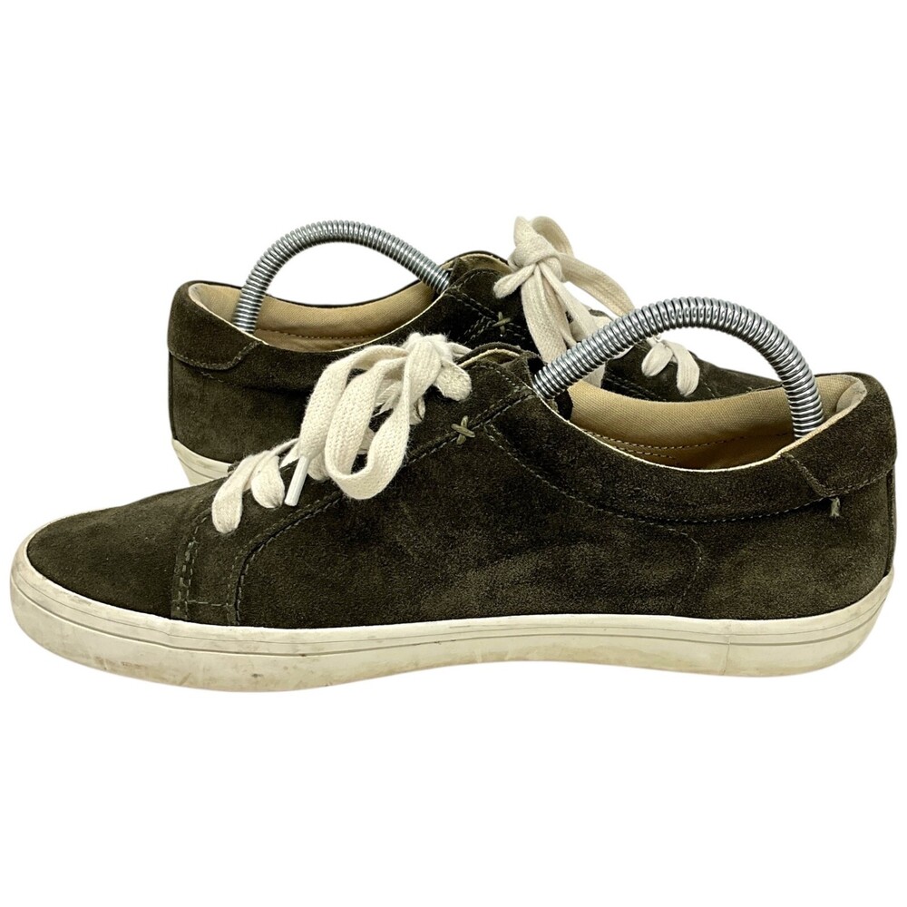 Frye Size 8.5 Kerry Sneakers Dark Green Suede Low Top White Laces Women's - Picture 10 of 16
